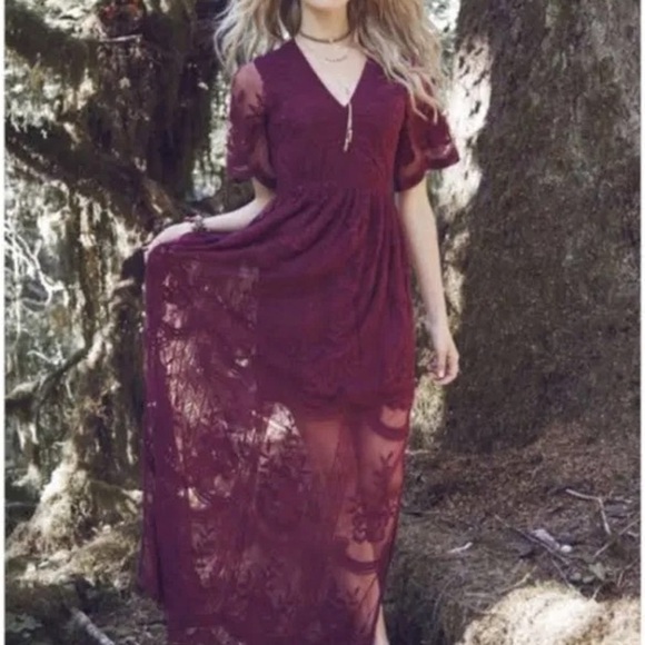 Altar'd State Marionette Deep Burgundy Maxi Dress - Picture 7 of 8